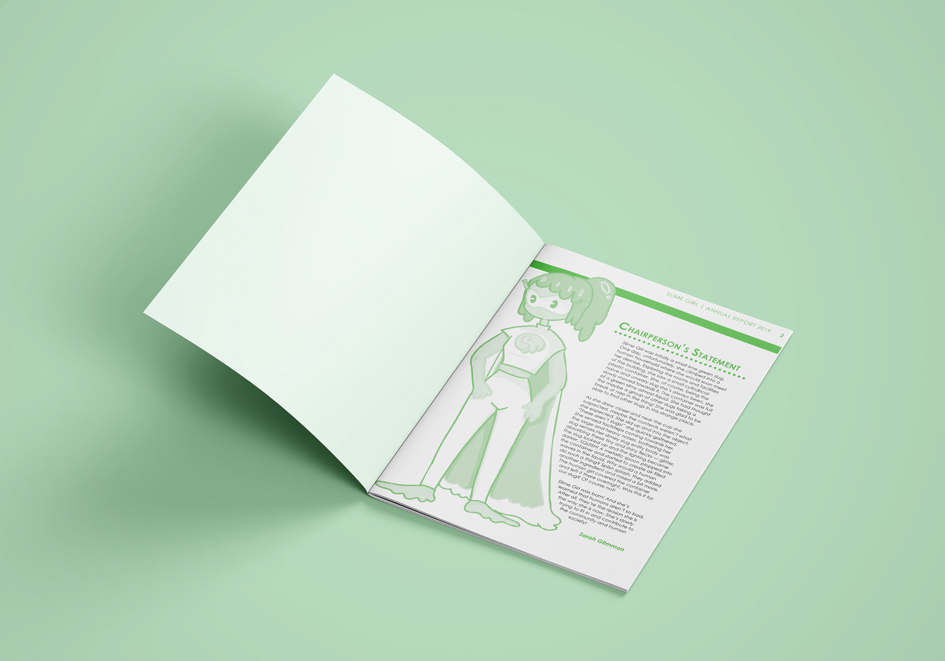 Slime Girl Annual Report 2019 Open to Chairperson's Note Page