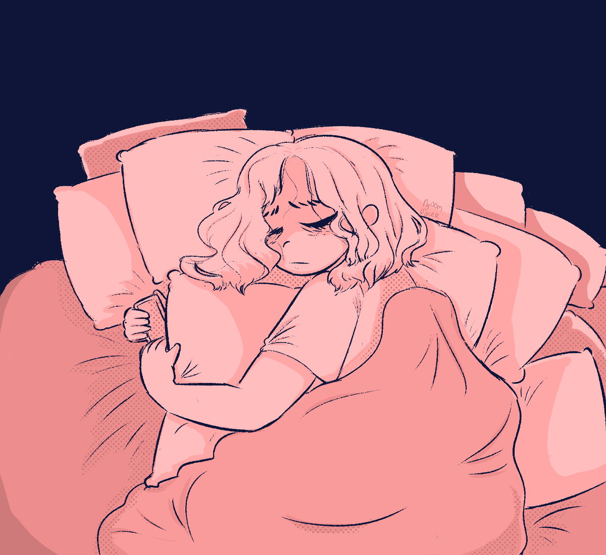 pink black duochrome girl sleeping